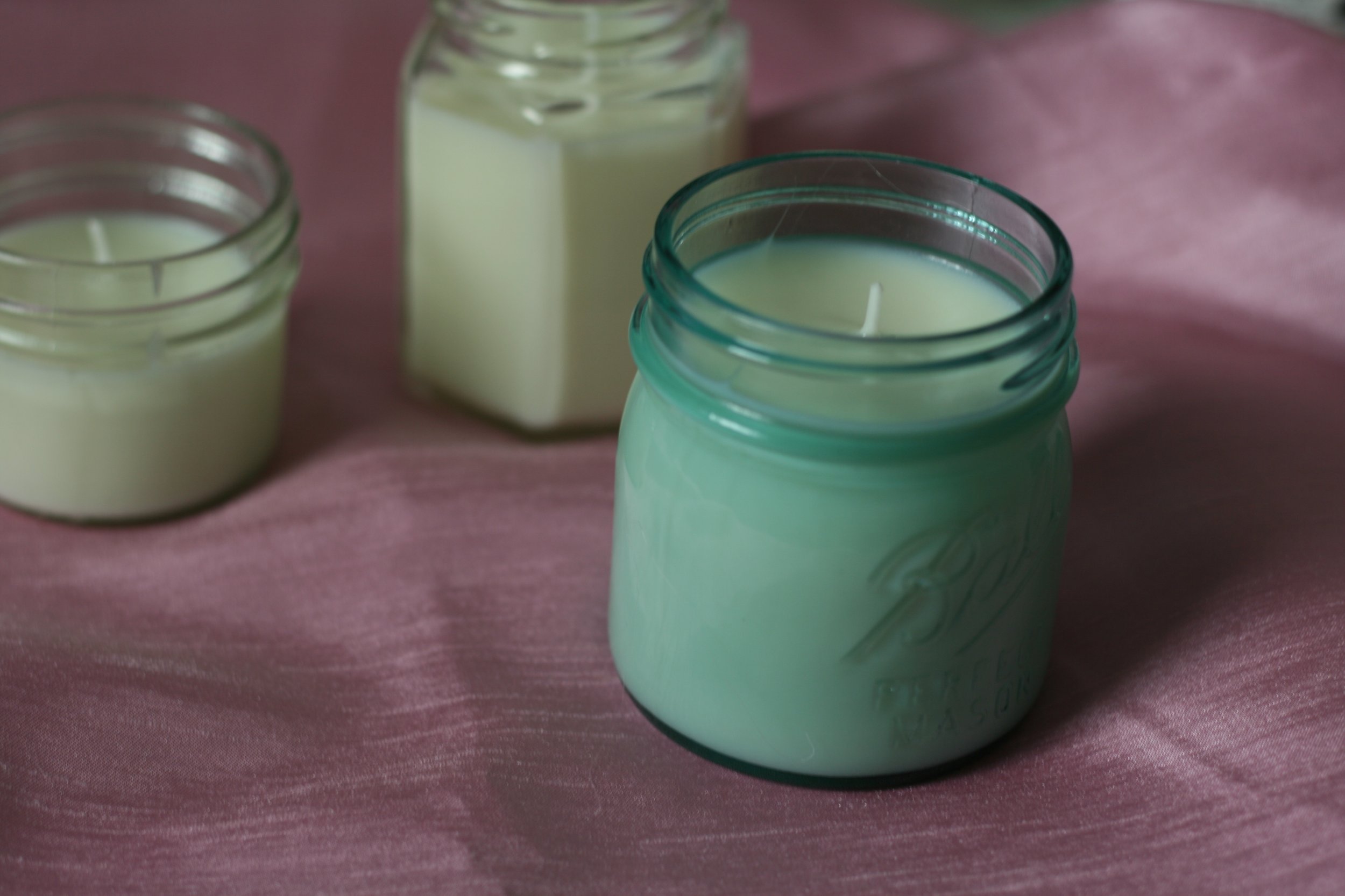 Homemade Soy Candles in Mason Jars